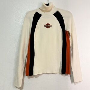 Harley-Davidson Cream Sweater with Black and Orange Logo. Sz M.